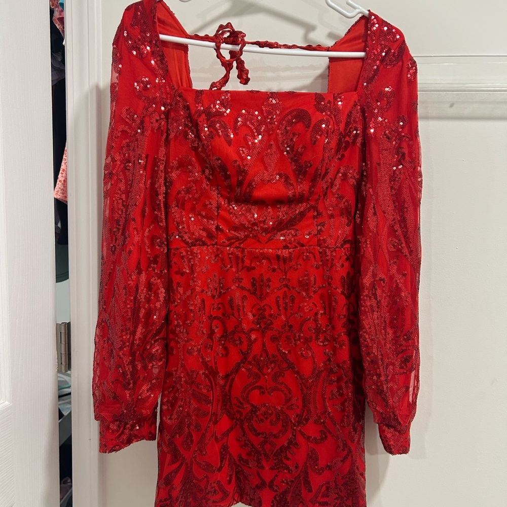 Elegant Red Sequin Dress